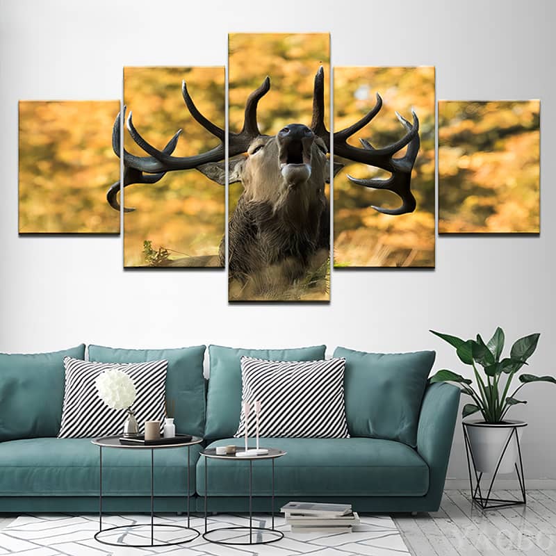 Diamond Painting 5 teilig - Hirsch im Sommer - gedruckt in Ultra-HD - multi5