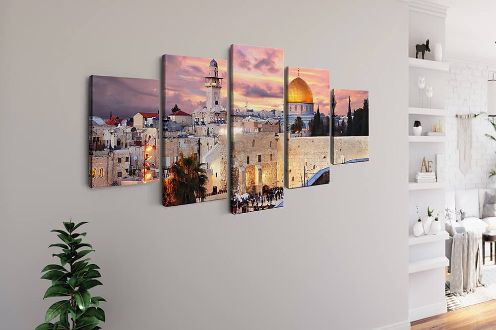 Diamond Painting 5 teilig - Jerusalem, Sonnenuntergang - gedruckt in Ultra-HD - multi5