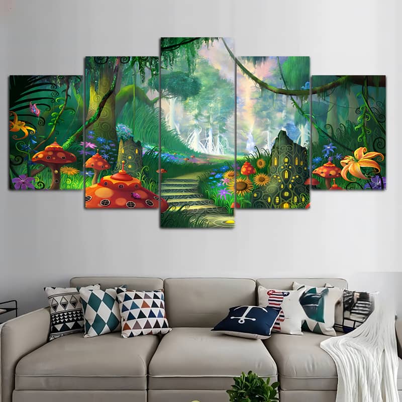 Diamond Painting 5 teilig - Märchenwald, Treppenlandschaft - gedruckt in Ultra-HD - multi5