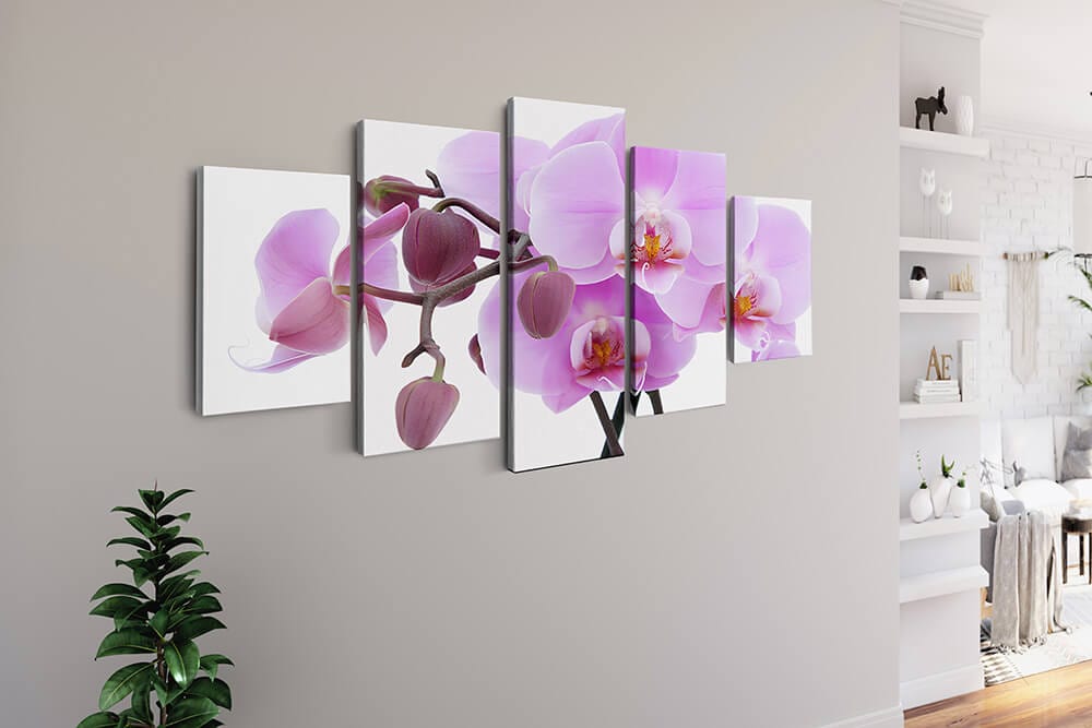 Diamond Painting 5 teilig - Orchidee in groß, violett - gedruckt in Ultra-HD - multi5