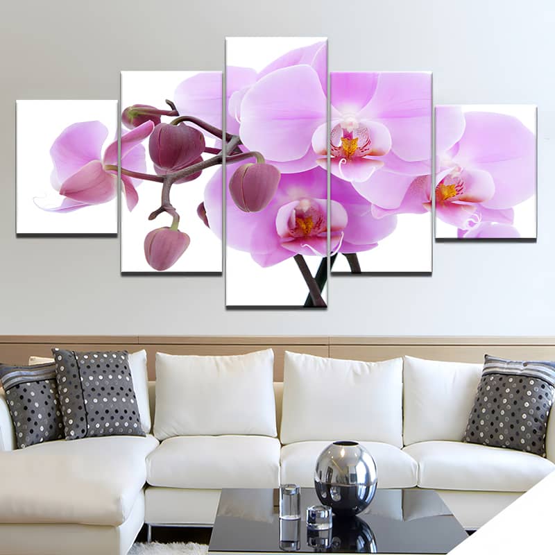 Diamond Painting 5 teilig - Orchidee in groß, violett - gedruckt in Ultra-HD - multi5