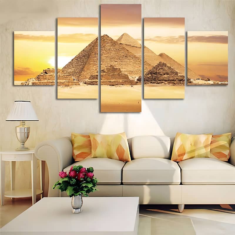 Diamond Painting 5 teilig - Pyramiden in der Sonne, in Gelb - gedruckt in Ultra-HD - multi5