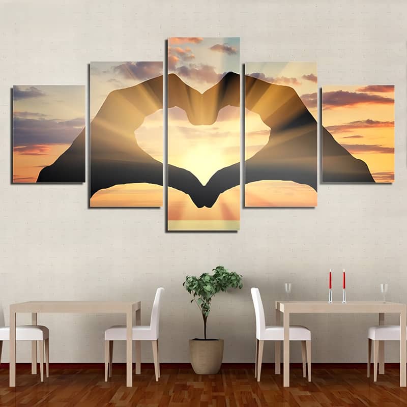 Diamond Painting 5 teilig - Sonnenstrahlen Herz, Himmel - gedruckt in Ultra-HD - multi5