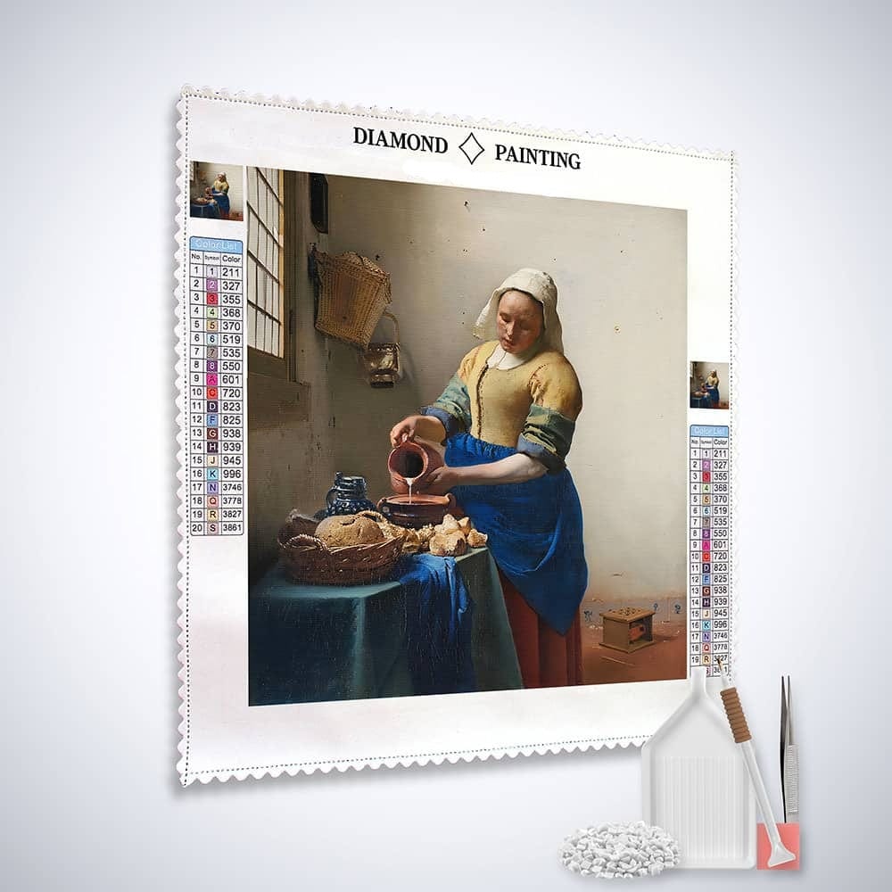 Diamond Painting - Die Milkmaid, Vermeerstyle - gedruckt in Ultra-HD - bekannte künstler