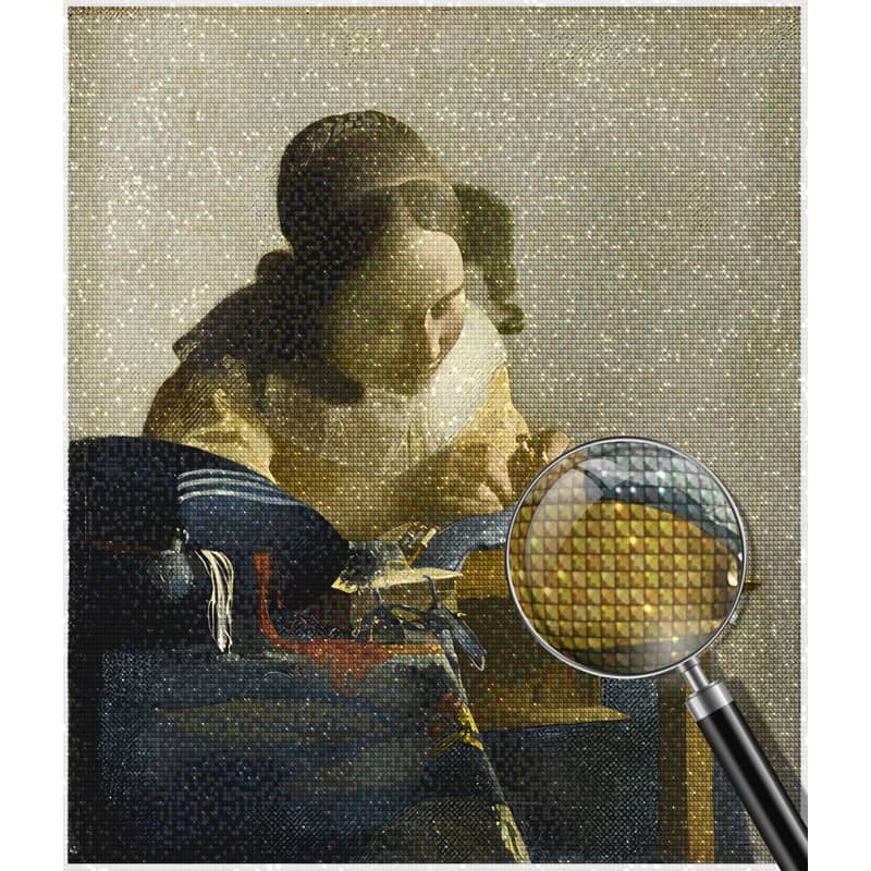 Diamond Painting - Die Spitzenklöpperin, Vermeer Style - gedruckt in Ultra-HD - bekannte künstler