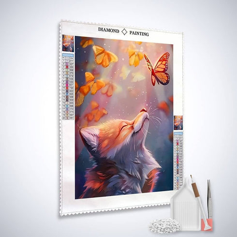 Diamond Painting - Fuchs und Schmetterling - gedruckt in Ultra-HD - fuchs, schmetterlinge, startbestseller, tiere