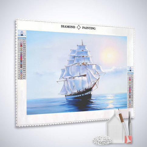 Diamond Painting - Segelschiff, Sonne - gedruckt in Ultra-HD - meer, schiffe