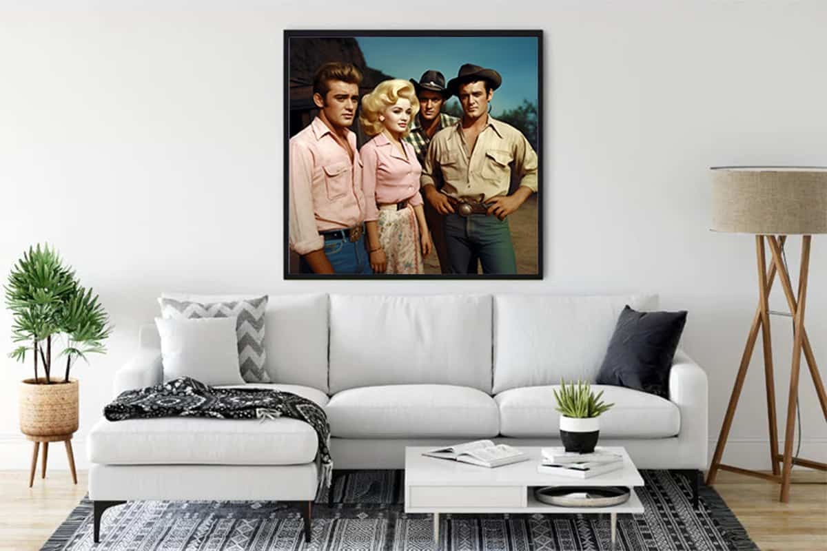 Malen nach Zahlen - Vier Freunde, ewig vereint - hochwertige Leinwand - 170523, Elvis, James Dean, Marylin Monroe, Menschen, Neu eingetroffen, Quadratisch