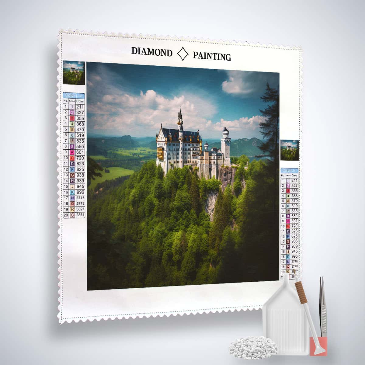 Diamond Painting - Schloss im grünen - gedruckt in Ultra-HD - Landschaft, Neu eingetroffen, Quadratisch, Schloss