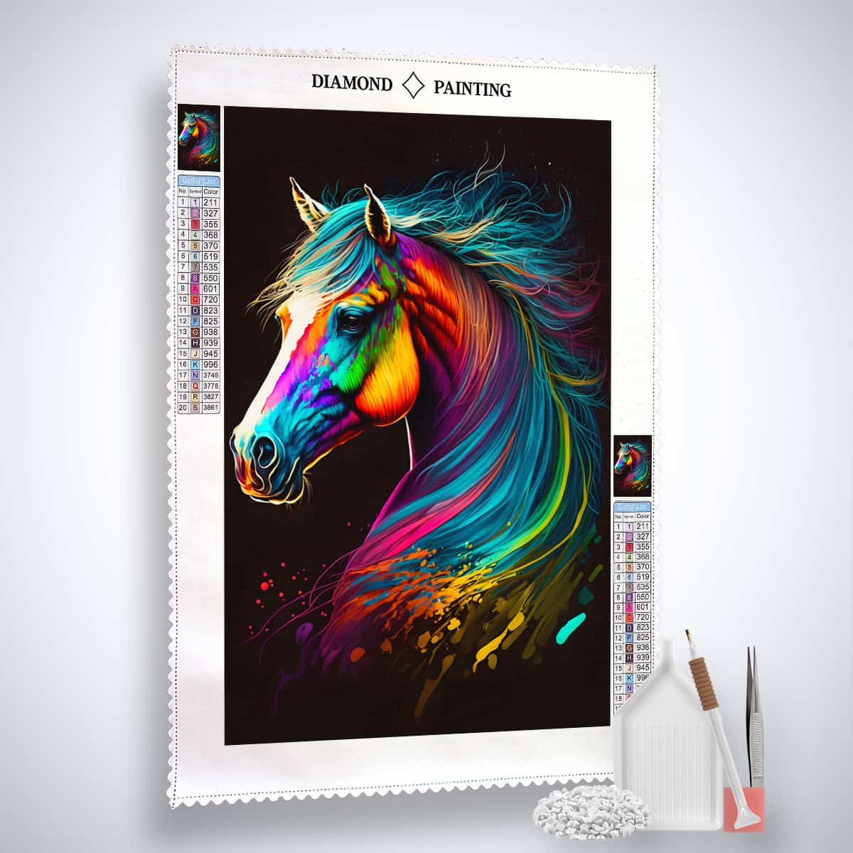 AB Diamond Painting - Pferd seitlich bunt - gedruckt in Ultra-HD - AB Diamond, Neu eingetroffen, Pferd, Tiere, Vertikal