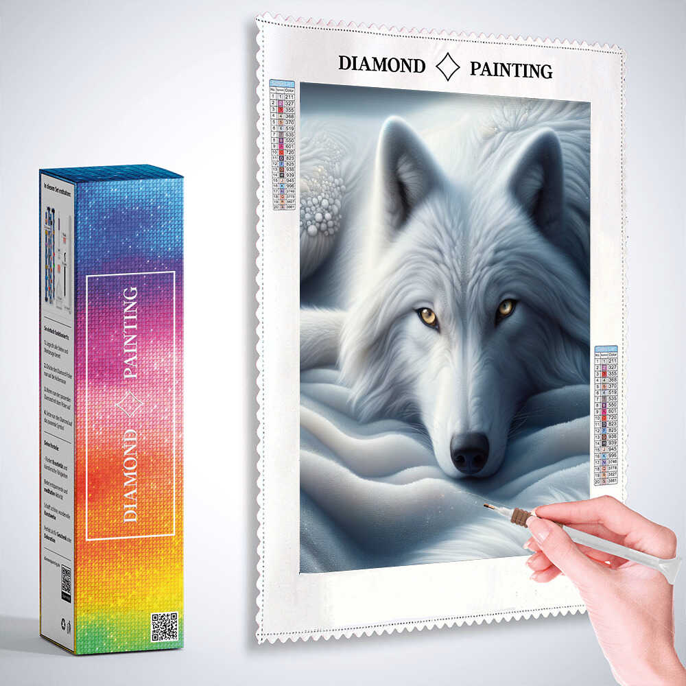 Diamond Painting - Weißer Wolf Portrait