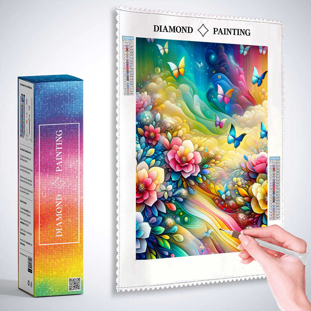 Diamond Painting - Blumen und Schmetterlinge