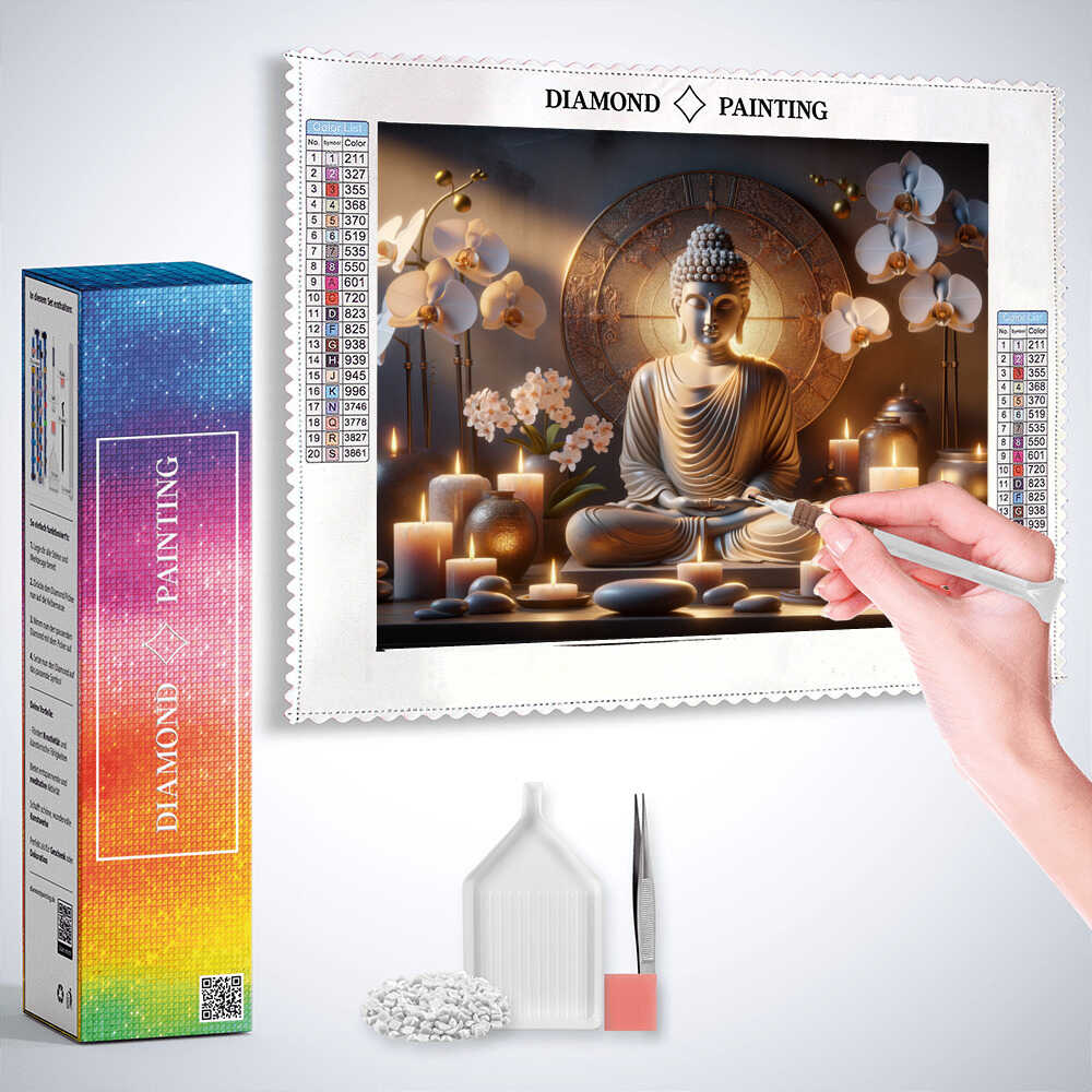 Diamond Painting - Buddha und Kerzen
