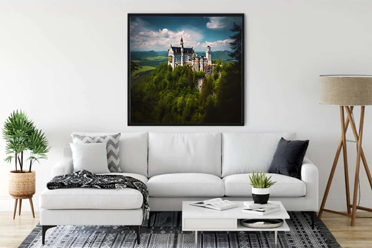 Diamond Painting - Schloss im grünen - gedruckt in Ultra-HD - Landschaft, Neu eingetroffen, Quadratisch, Schloss