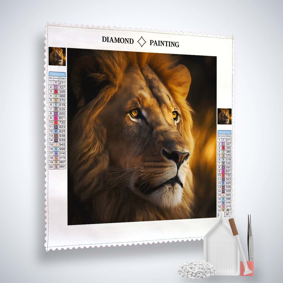 Diamond Painting - Löwe seitlicher Blick - gedruckt in Ultra-HD - Löwe, Neu eingetroffen, Quadratisch, Tiere