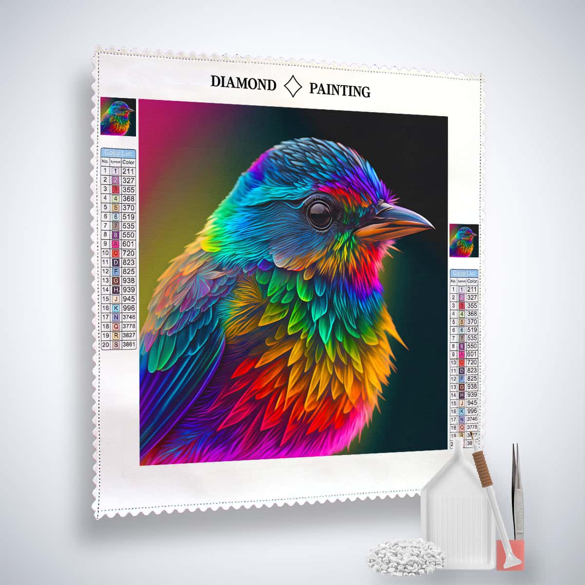 AB Diamond Painting - Bunter Vogel seitlich - gedruckt in Ultra-HD - AB Diamond, Neu eingetroffen, Quadratisch, Tiere, Vogel