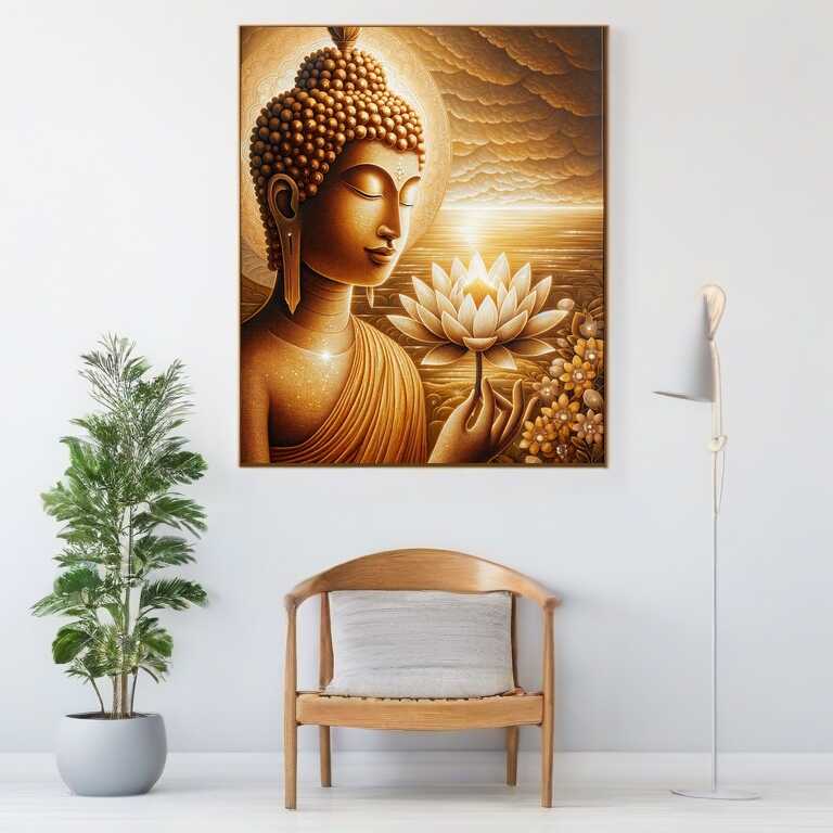 Diamond Painting - Buddha mit weißer Lotusblume