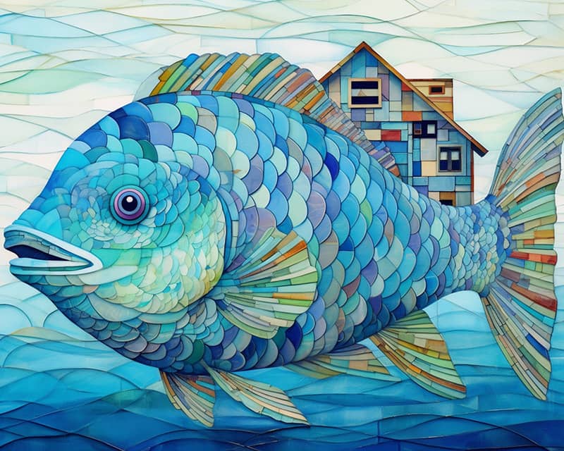 Der dicke blaue Fisch mit dem Haus