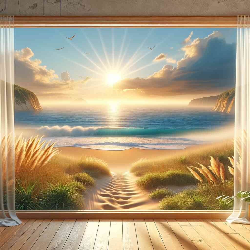Diamond Painting - Blick aus Fenster, Strand