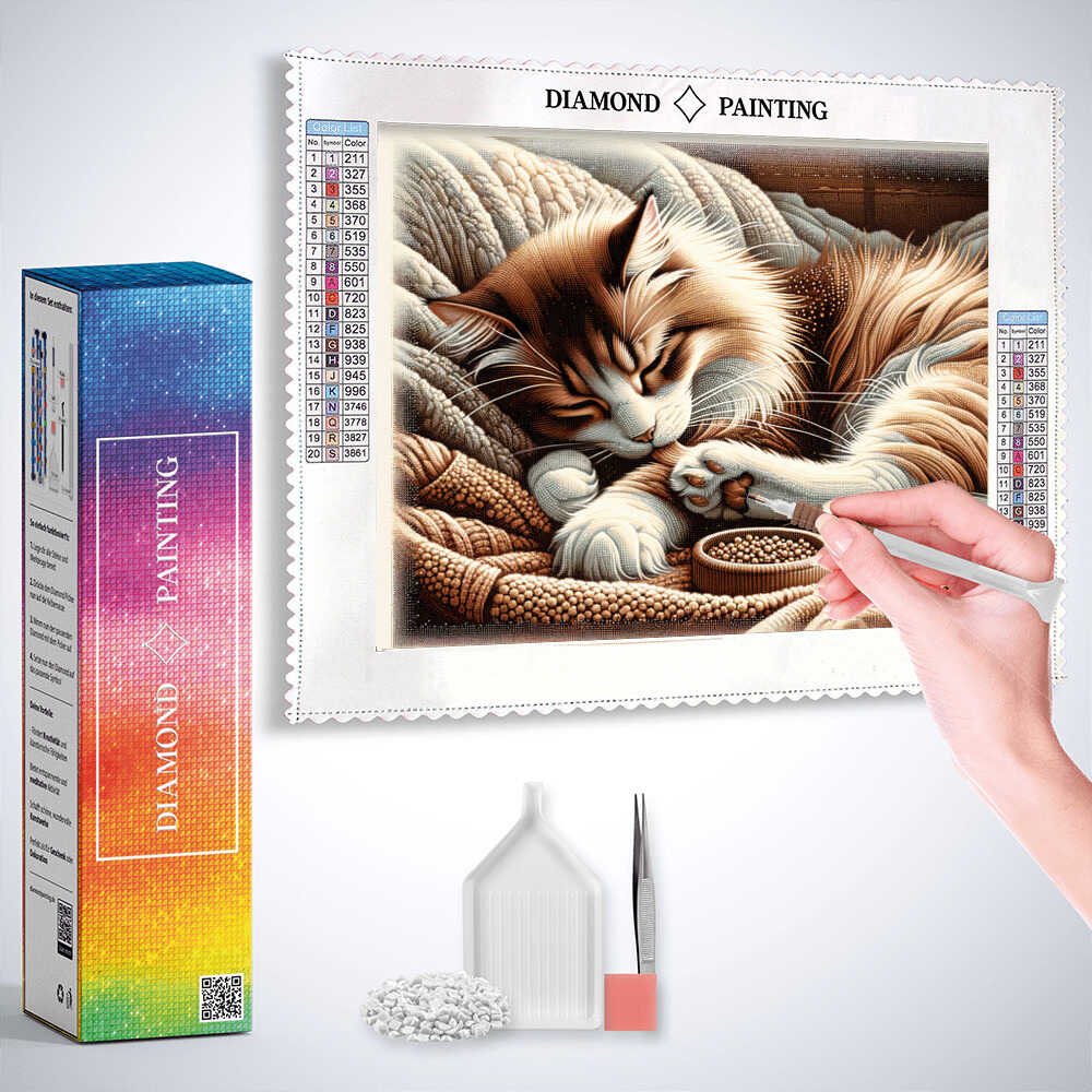 Diamond Painting - Katze putzt sich