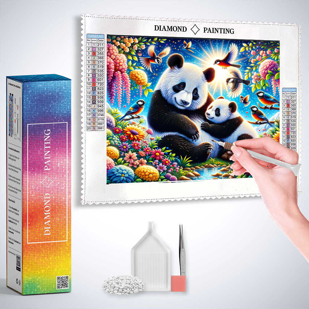 Diamond Painting - Panda, Mutter mit Kind
