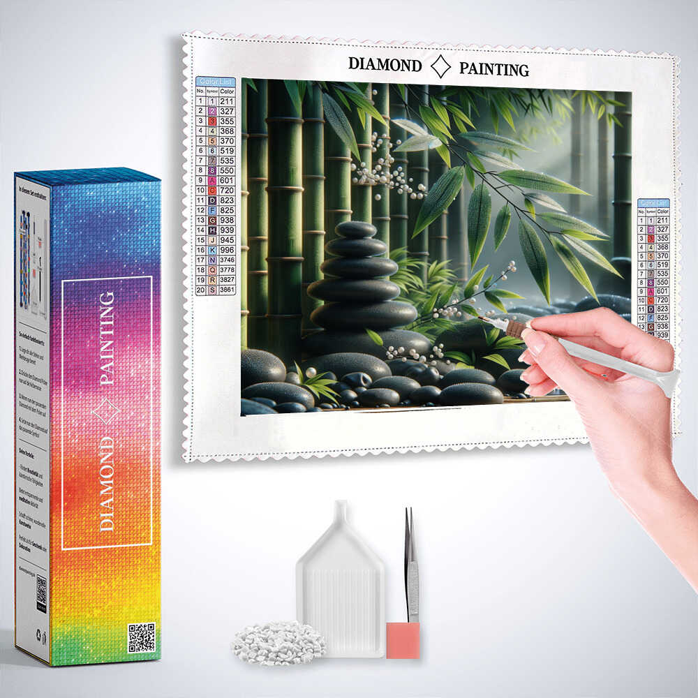 Diamond Painting - Bambus und Steine