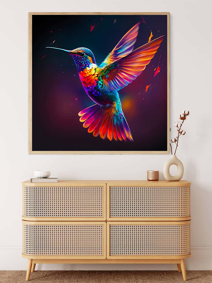 AB Diamond Painting - Fliegender Kolibri Bunt - gedruckt in Ultra-HD - AB Diamond, Kolibri, Neu eingetroffen, Quadratisch, Tiere, Vogel