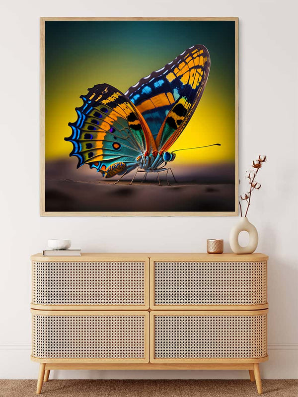 Malen nach Zahlen - Schmetterling auf Ast - hochwertige Leinwand - 170523, Neu eingetroffen, Quadratisch, Schmetterling, Tiere