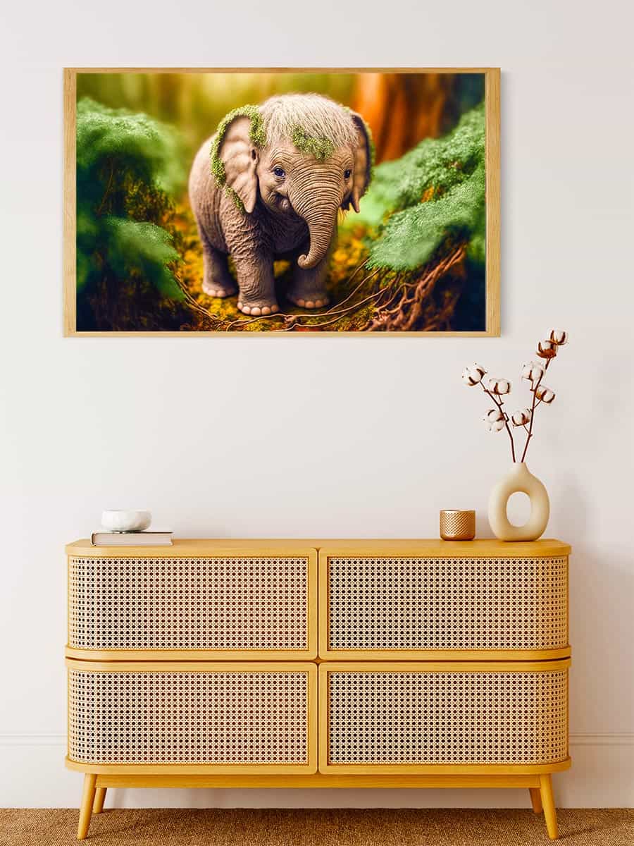 Diamond Painting - Kleiner Elefant im Wald - gedruckt in Ultra-HD - Elefant, Horizontal, Neu eingetroffen, Tiere