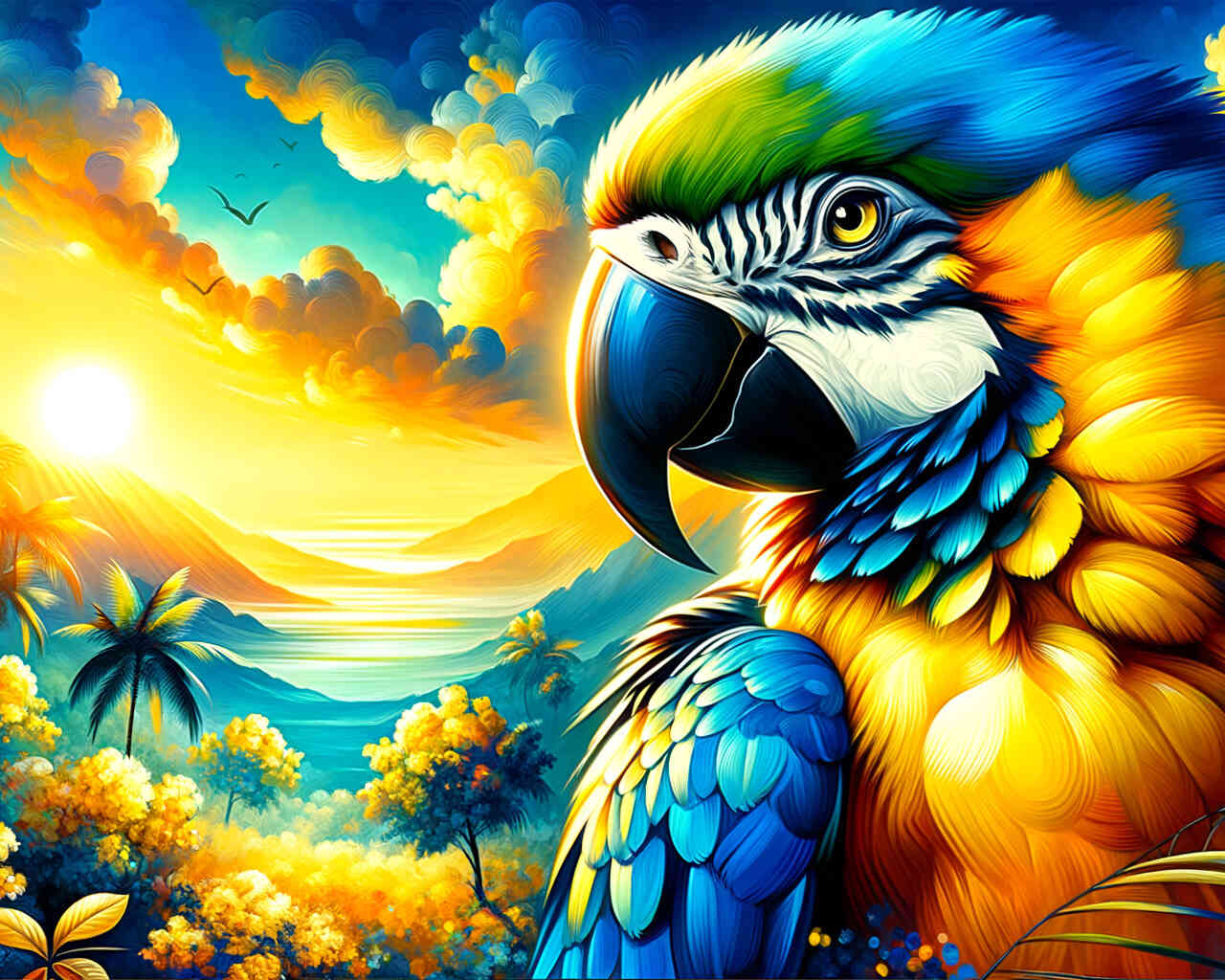Diamond Painting - Papagei Gelb und Blau