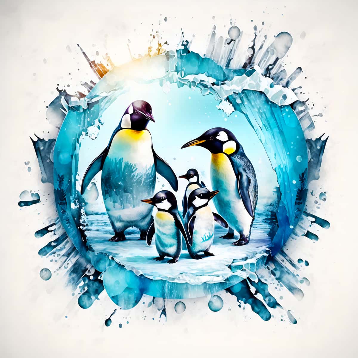 Diamond Painting - Pinguine im Eis - gedruckt in Ultra-HD - Neu eingetroffen, Pinguin, Quadratisch, Tiere