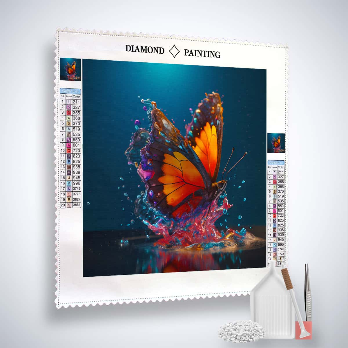 AB Diamond Painting - Schmetterling badet - gedruckt in Ultra-HD - AB Diamond, Neu eingetroffen, Quadratisch, Schmetterling, Tiere