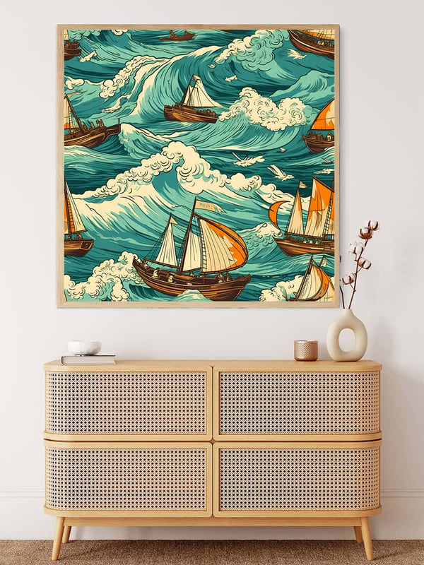 Malen nach Zahlen - Schiffe auf See Paperart - hochwertige Leinwand - 170523, Meer, Neu eingetroffen, Quadratisch, Schiff