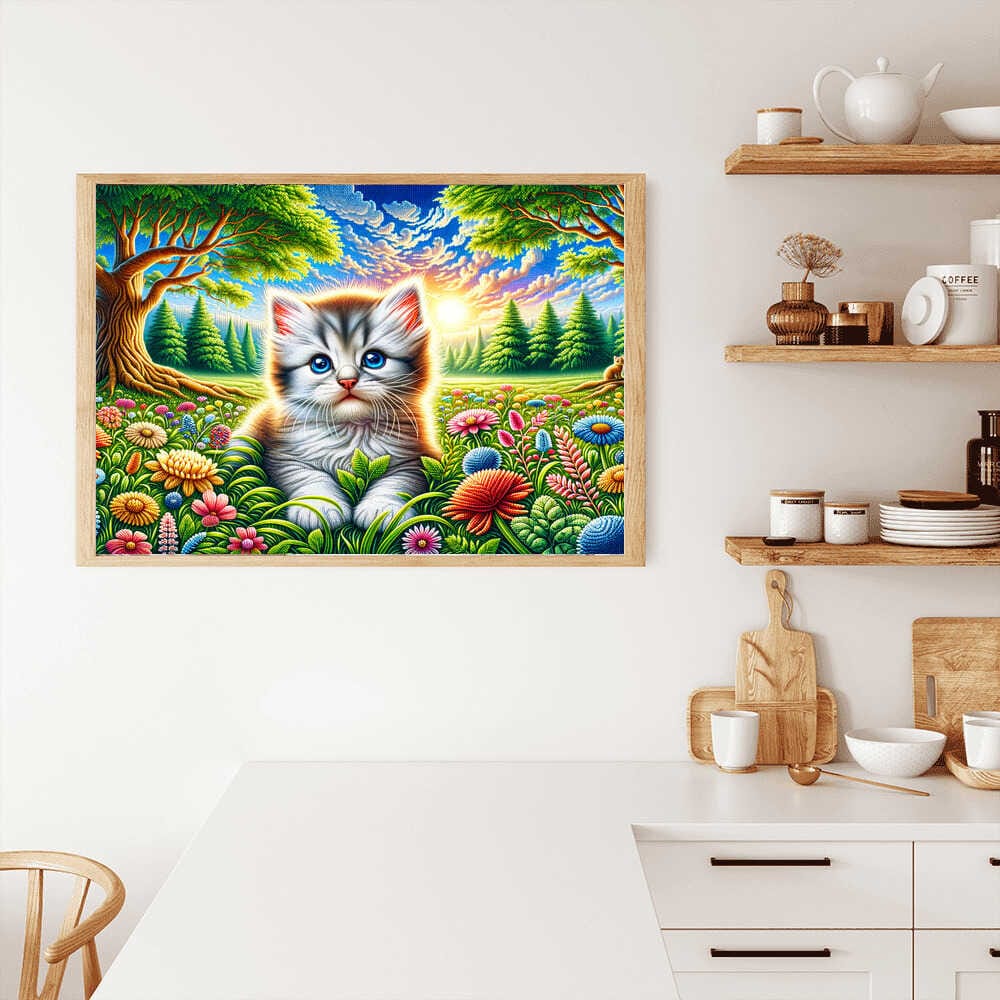Diamond Painting - Kitty In Flowers