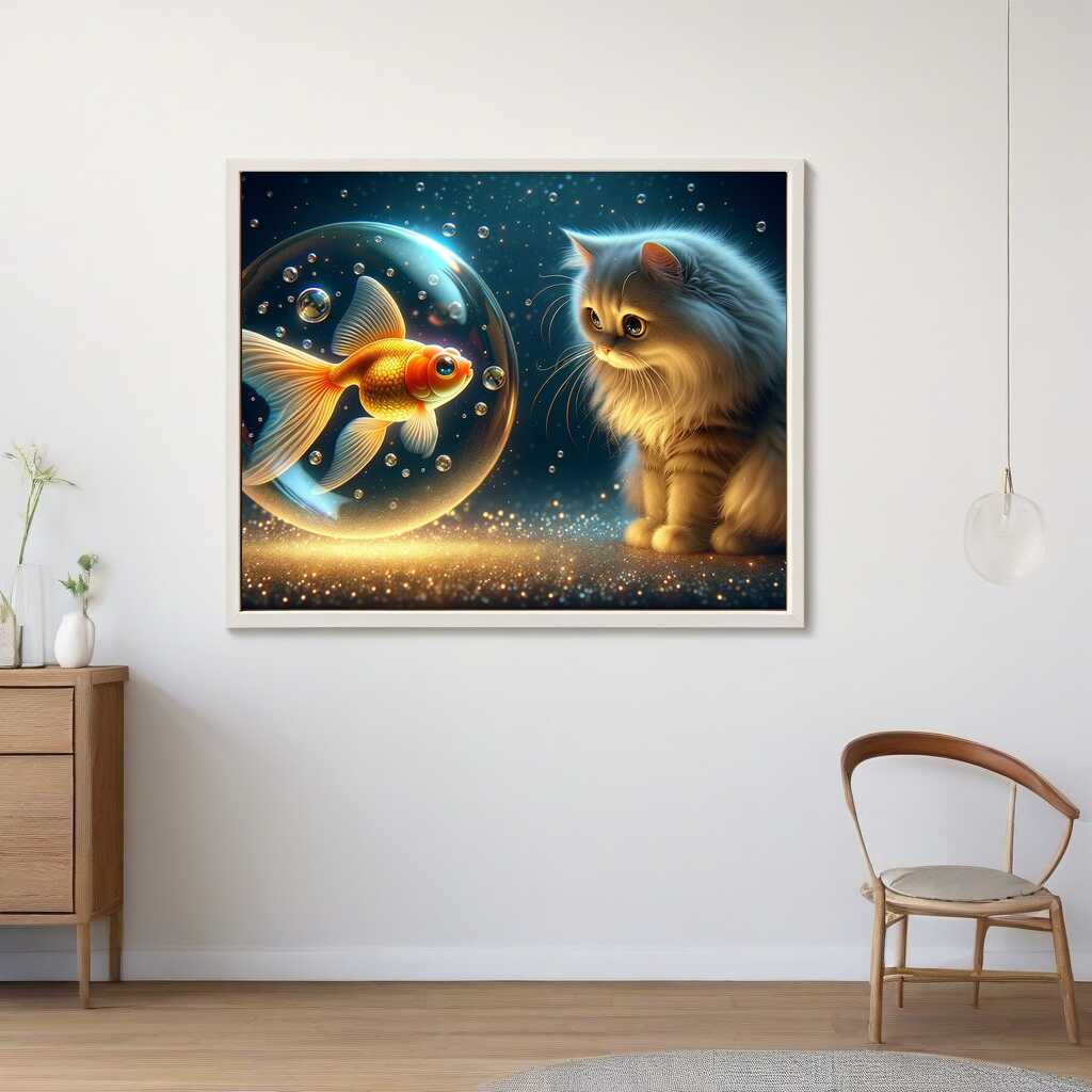 Diamond Painting - Katze und Goldfisch
