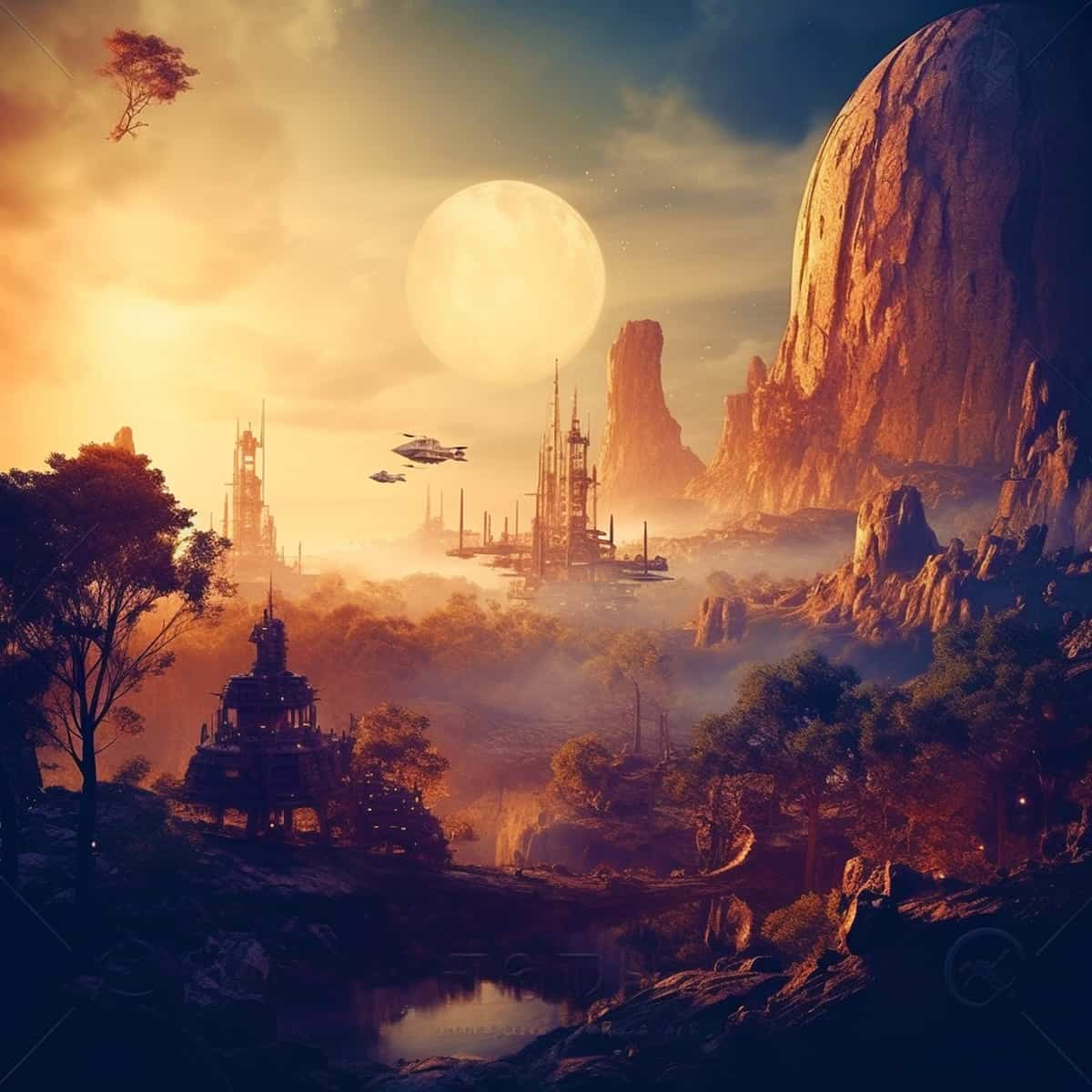 Diamond Painting - Fantasylandschaft Yellow