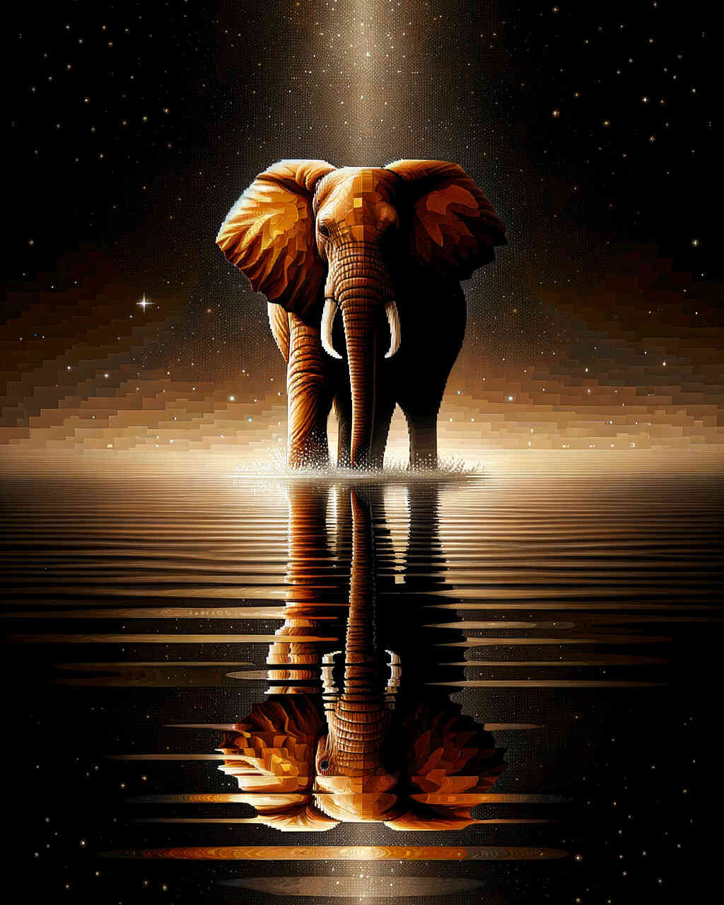 Diamond Painting - Spiegelbild, Elefant