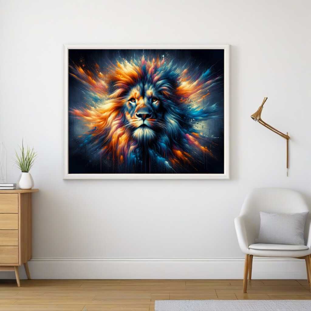 Diamond Painting - Löwe umgeben von Farbe