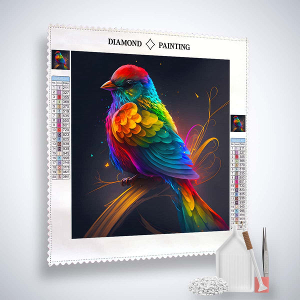 AB Diamond Painting - Bunter Vogel auf Ast - gedruckt in Ultra-HD - AB Diamond, Neu eingetroffen, Quadratisch, Tiere, Vogel