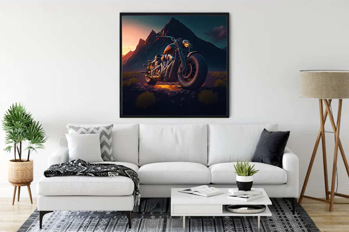 Diamond Painting - Route 66 und das Motorradabenteuer - gedruckt in Ultra-HD - Neu eingetroffen, Quadratisch, Retro, Route 66