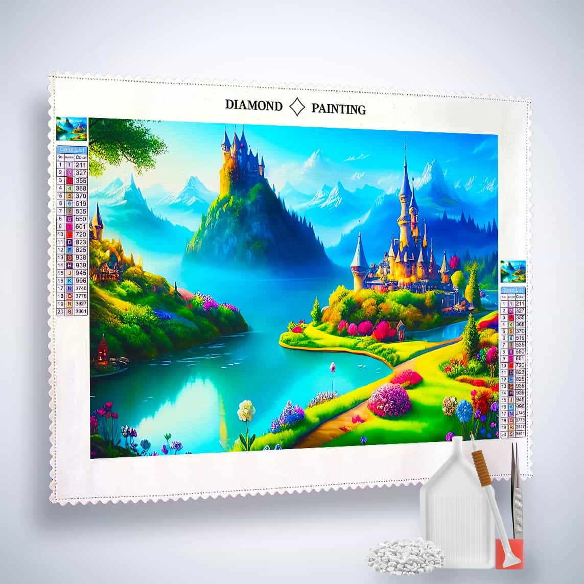 Diamond Painting - Fantasyschlösser, Landschaft - gedruckt in Ultra-HD - Fantasy, Horizontal