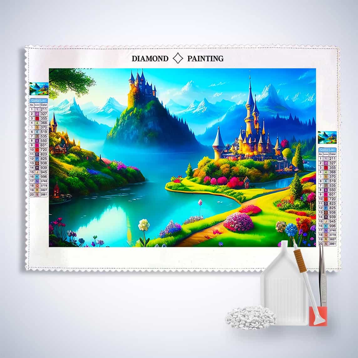Diamond Painting - Fantasyschlösser, Landschaft - gedruckt in Ultra-HD - Fantasy, Horizontal
