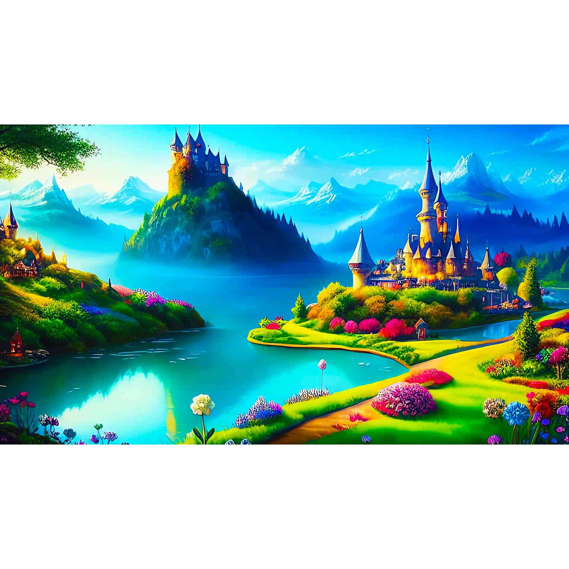 Diamond Painting - Fantasyschlösser, Landschaft - gedruckt in Ultra-HD - Fantasy, Horizontal