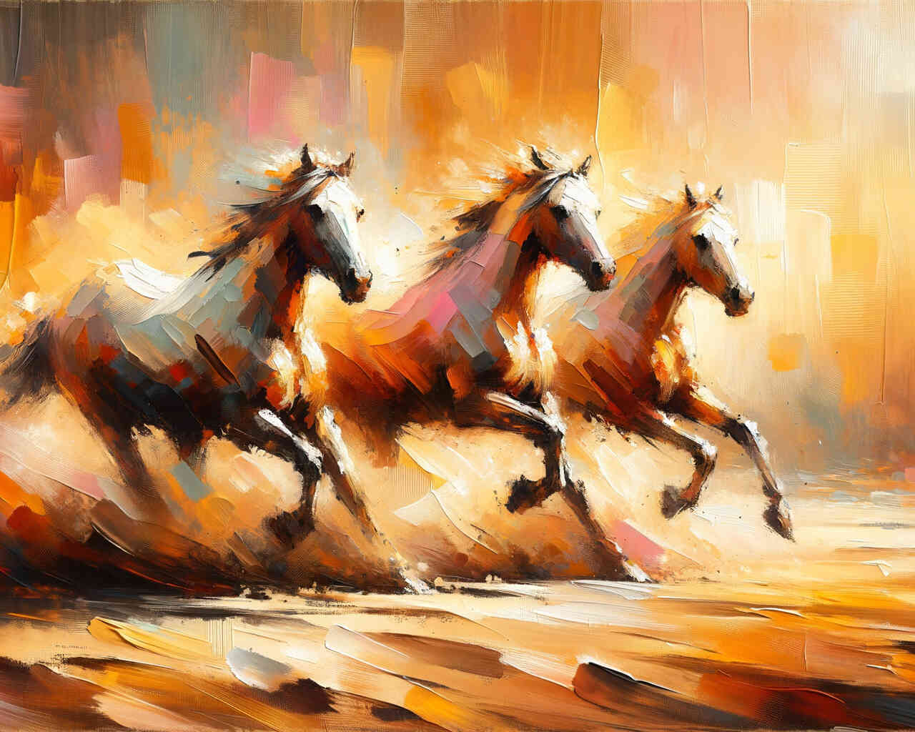 Diamond Painting - Sandgallopierende Pferde
