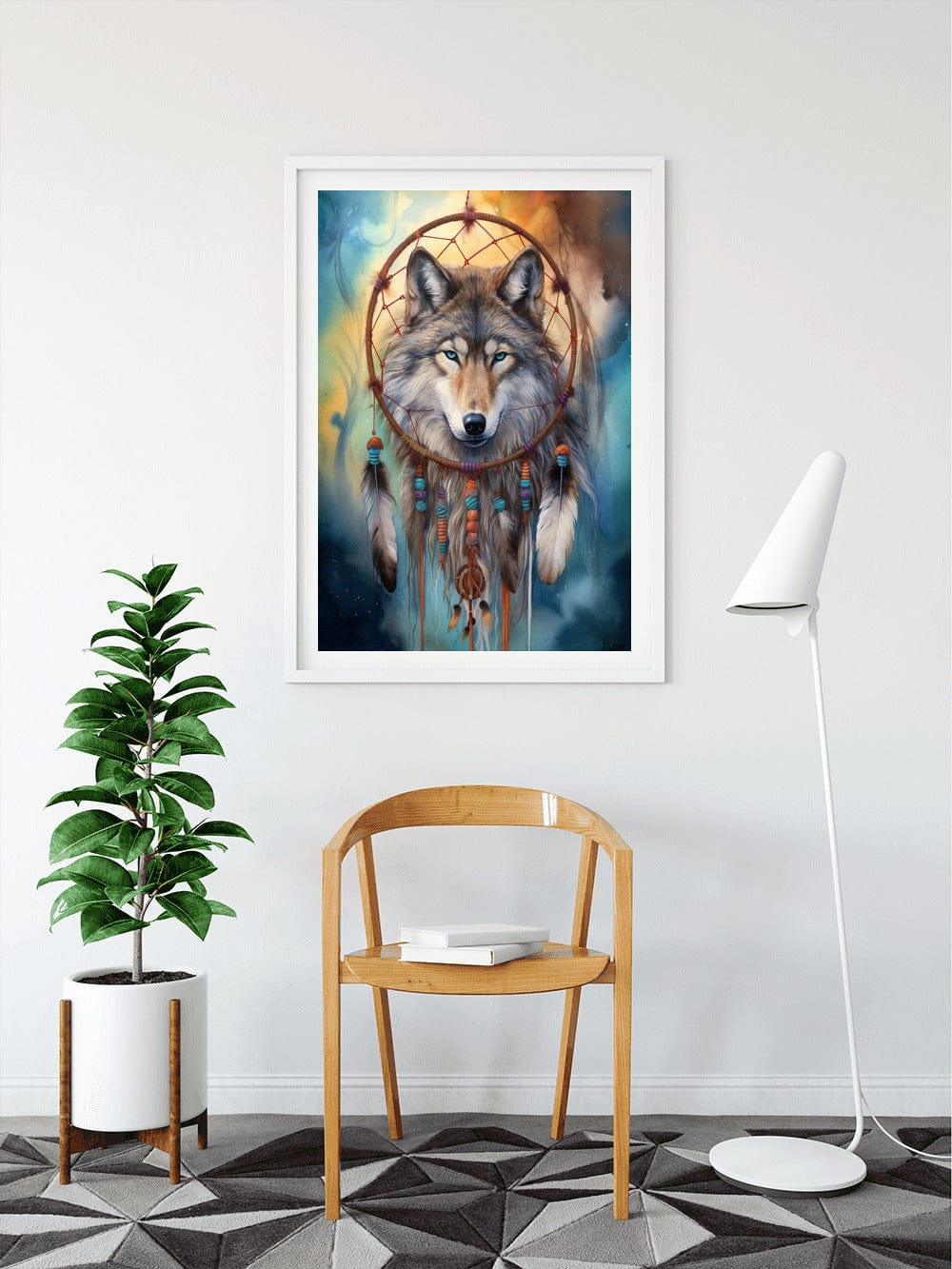Diamond Painting - Mystischer Wolf, Traumfänger