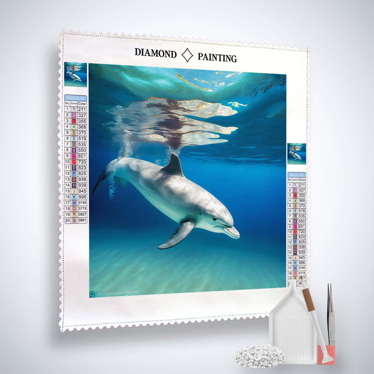 Diamond Painting - Delfin schwimmt - gedruckt in Ultra-HD - Delfin, Neu eingetroffen, Quadratisch, Tiere