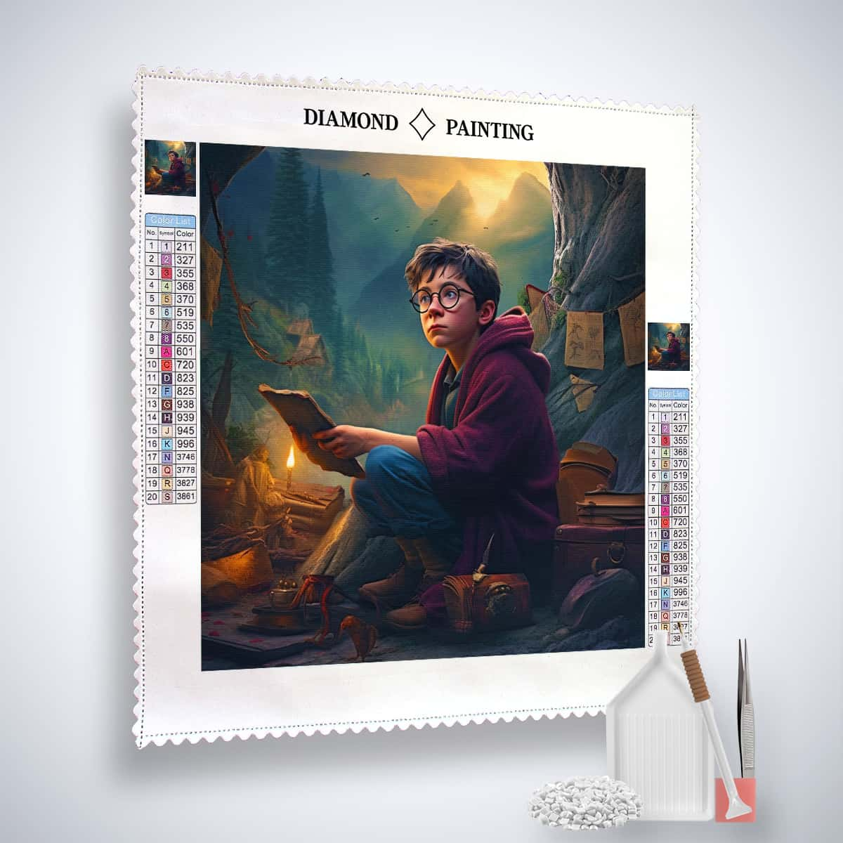 Diamond Painting - Junge in Höhle - gedruckt in Ultra-HD - fantasy, harry potter, Neu eingetroffen, Quadratisch