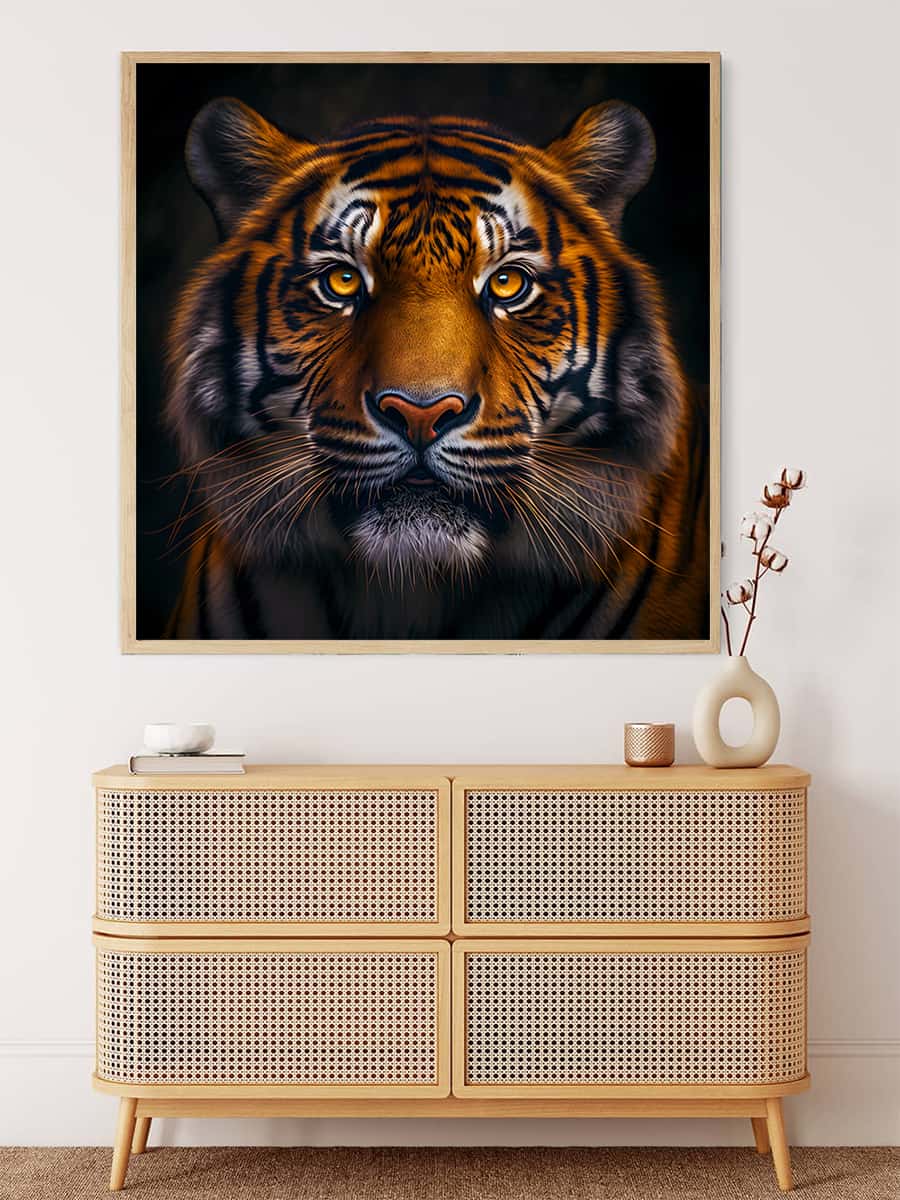 Diamond Painting - Tiger frontaler Blick - gedruckt in Ultra-HD - Neu eingetroffen, Quadratisch, Tiere, Tiger