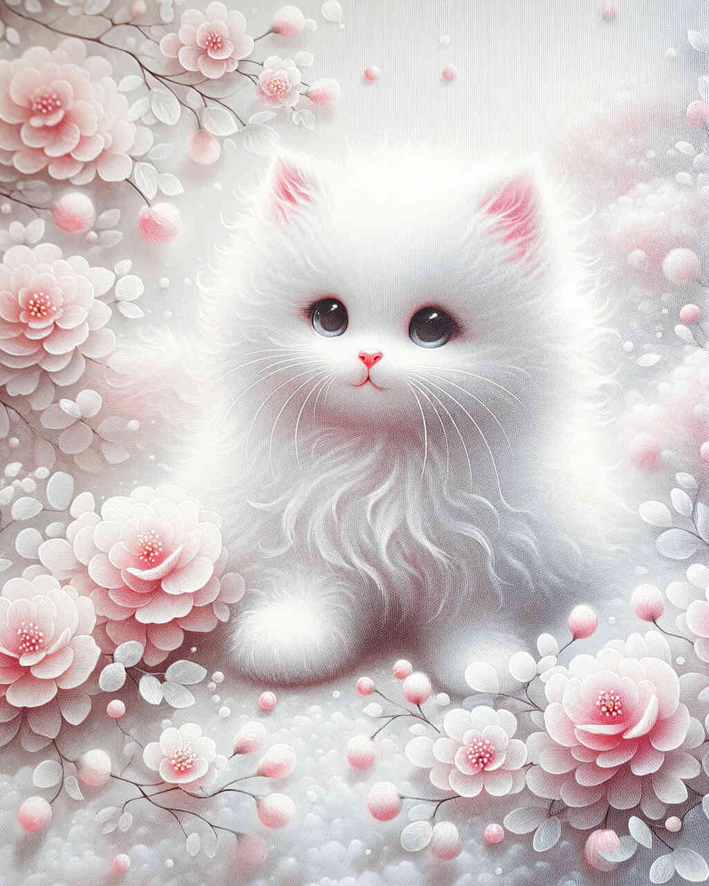 Diamond Painting - Rosa Blümchen Katze