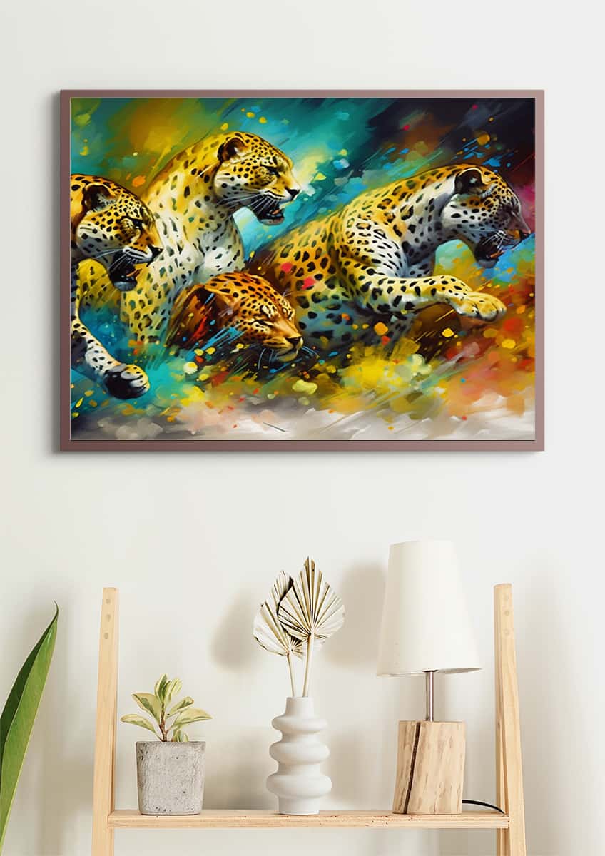Malen nach Zahlen - Leopardenbande - hochwertige Leinwand - 170523, Horizontal, Leoparden, Neu eingetroffen, Tiere